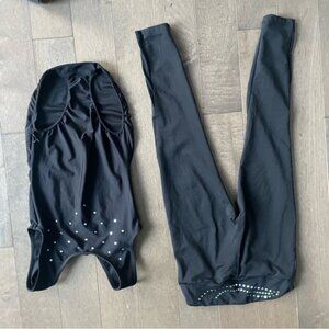 Black Kids Leggings and Leotard Set Dance Gymnastics cheerleading